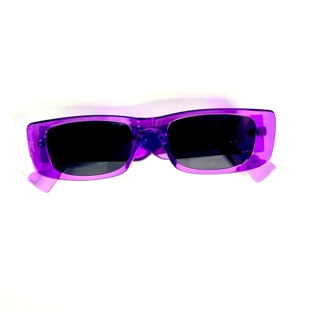 Retro Y2K Purple Translucent Rectangle Sunglasses
